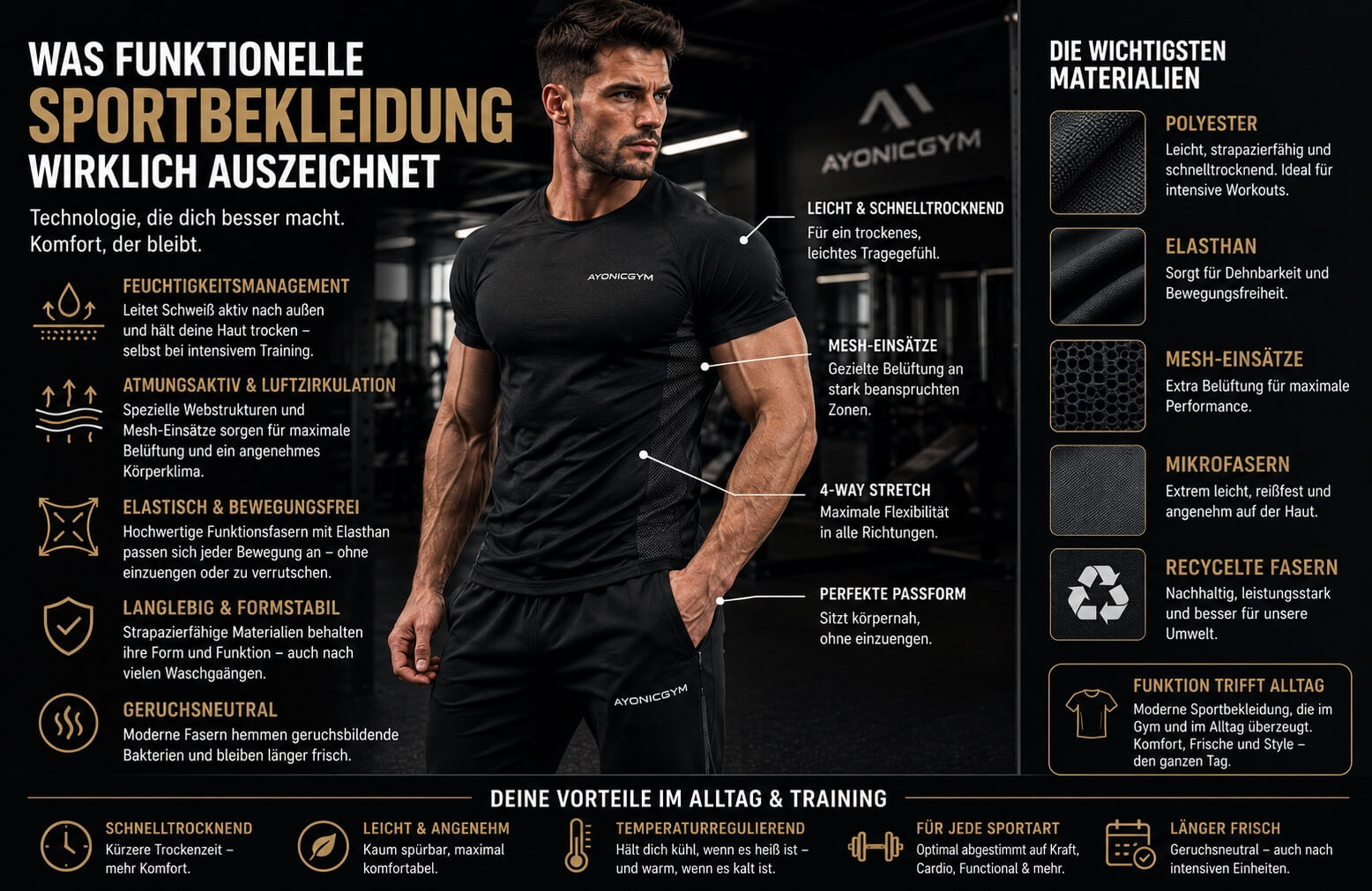 funktionelle Sportbekleidung Herren